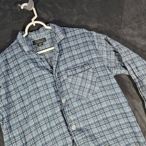 Giorgio New York‎ Mens Medium Pajama Top Blue Plaid 100% Cotton Button Up